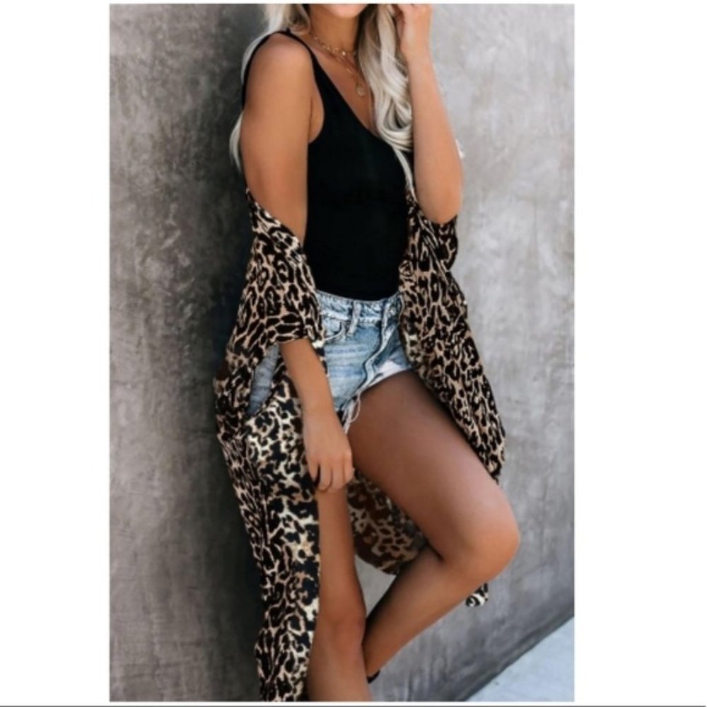 Brown Born To Stand Out Leopard Kimono